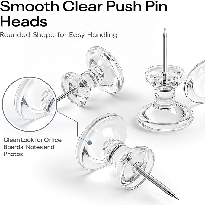 Optomni Giant Push Pins 100 PCS, 1 Inch Large Clear Push Pins - Image 6