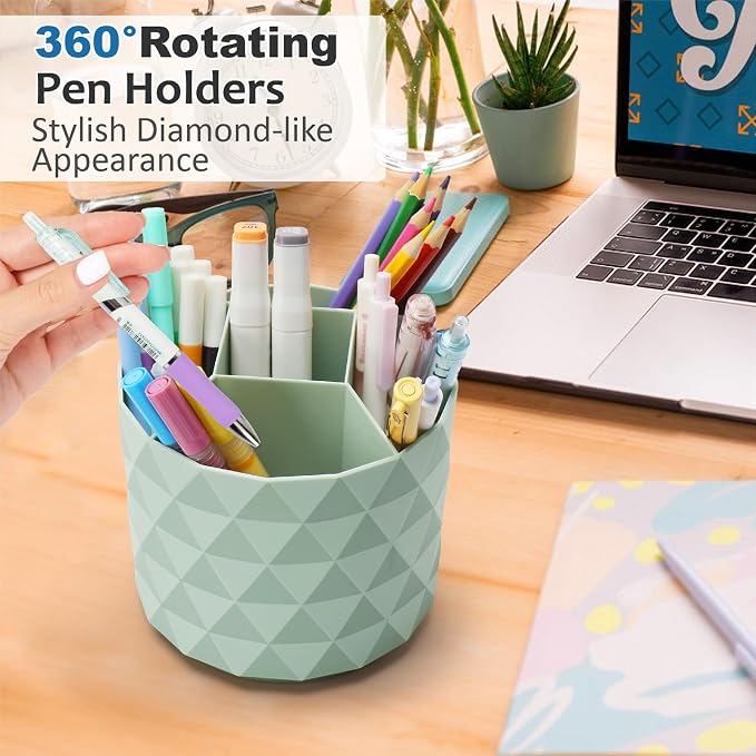 Desk Organizer, 360-Degree Rotating Pencil Pen Holders - Image 3