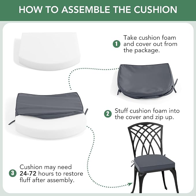 Outdoor Chair Cushions Set of 2: Waterproof & Fade Resistant Patio Furniture - Image 8