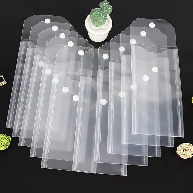 Plastic Envelopes 10 Pack Poly Envelopes Hook Loop Closure, Receipt Stickers - Image 2