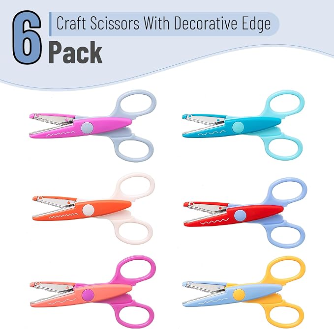 Mr. Pen- Craft Scissors Decorative Edge, 6 Pack, Jewel Colors | Zig Zag Scissors - Image 2