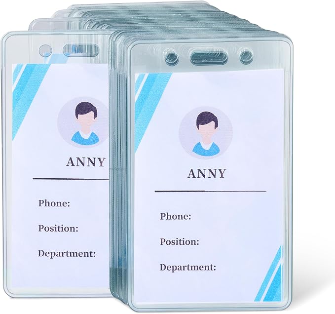 Amazon Basics Vertical Clear Plastic ID Badge Holders, 2.55" x 4.41" by AmazonBasics