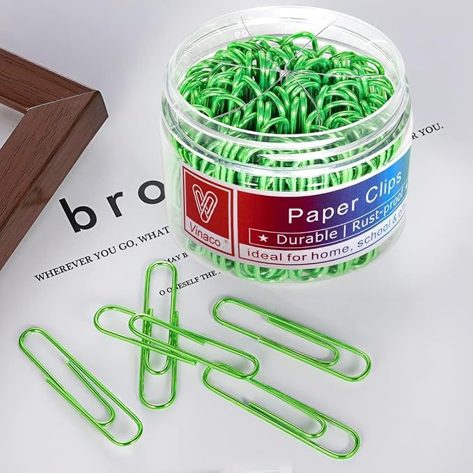 Vinaco Green Paper Clips, Durable and Rustproof, Coated Large Paperclips Great - Image 6