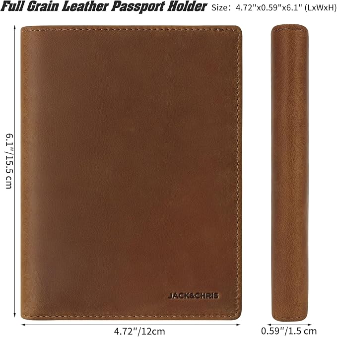 Jack&Chris Leather Passport Holder RFID Blocking Passport Travel Wallet Cover - Image 2