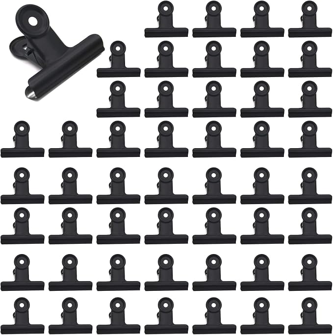 50 Pcs Metal Bulldog Clips, Mini Metal Paper Clips 0.87 in Hinge Clips Small by Unknown