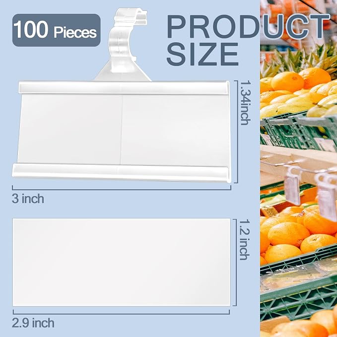 100 Pieces Plastic Wire Shelf Label Holders, Reusable Price Label Holder - Image 2