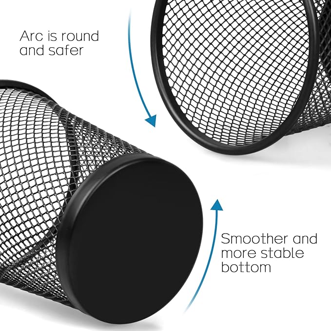 QYH Mesh Pencil Holder for Desk 6 Pack, Metal Pen Cup Black | Pen Holder for - Image 4