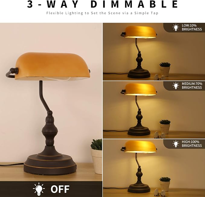 Banker Desk Lamp Touch Control, Vintage Banker's Desk Lamp - Image 2