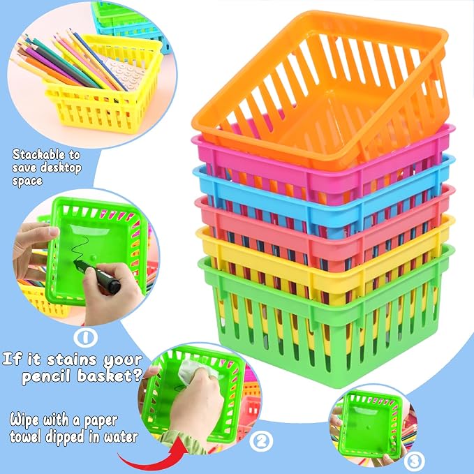 ZZYFGH 12 PCS Pencil Holders, Pencil Baskets, Small Plastic Baskets - Image 3