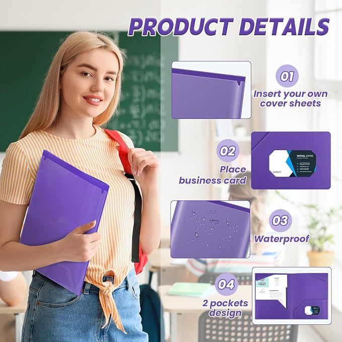 Henoyso 18 Pack Purple Plastic Folders - Image 3
