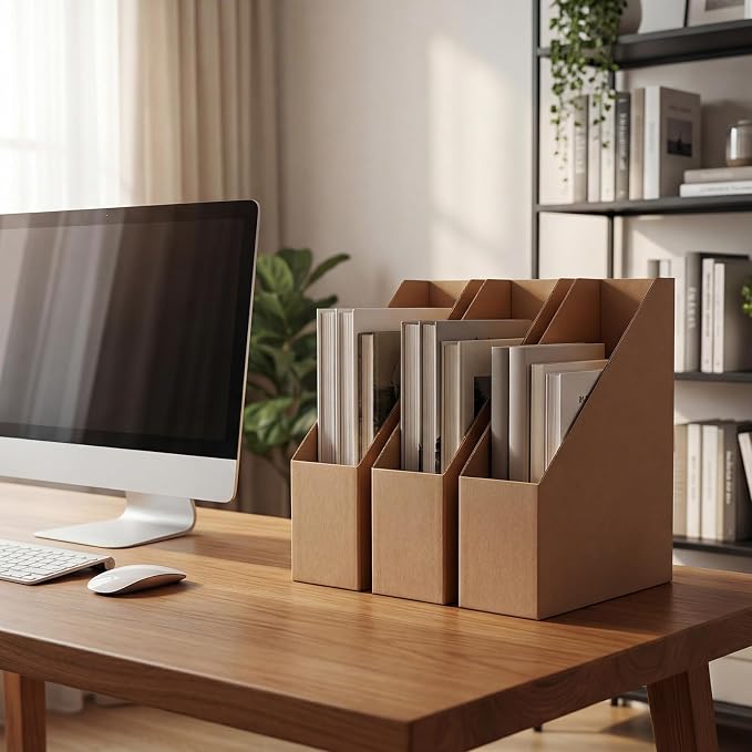 EXYGLO 12 Pack Brown Magazine File Holder, Cardboard Magazine Rack - Image 6