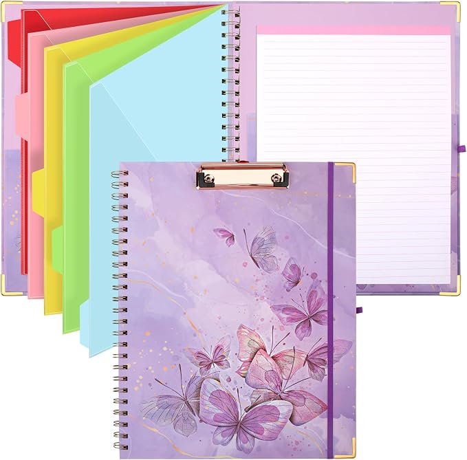 HWPRATO Spiral Clipboard Folio Letter Size Clipboard Folio 5 Dividers by Home