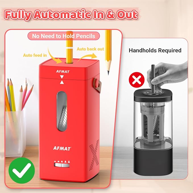 AFMAT Electric Pencil Sharpener, Fully Automatic Pencil Sharpener, Auto in & Out - Image 2