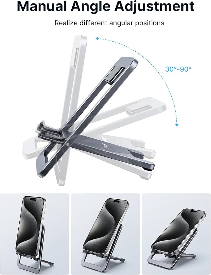 JSAUX Cell Phone Stand, Foldable Aluminum Adjustable Phone Holder - Image 5