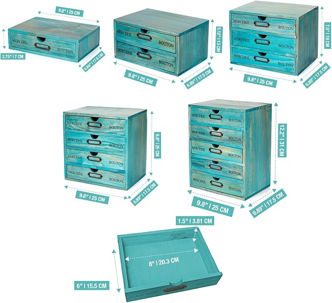5-piece Full Matching Set Turquoise Wooden Cabinets, European Country Style - Image 2