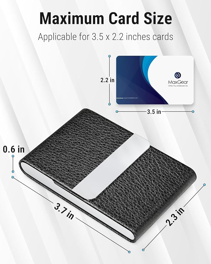MaxGear Business Card Holder, PU Leather Business Card Case Pocket Card Holders - Image 5