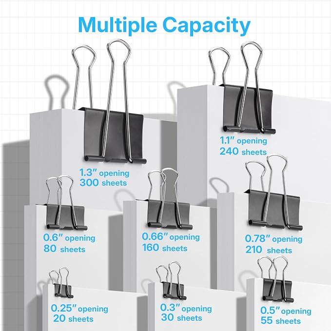 OWLKELA 80 Pcs Black Binder Clips, Paper Clamps, Paper Binder Clip, Metal Black - Image 5