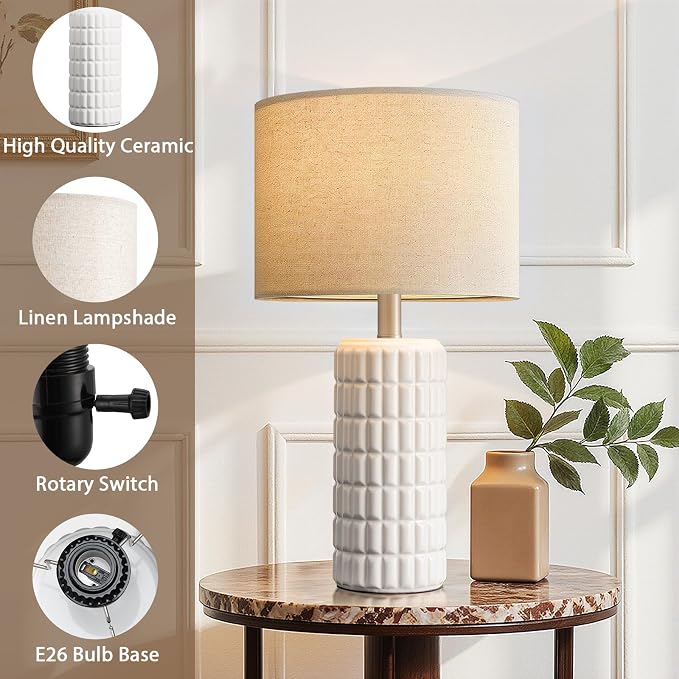 Seealle 23" Modern Ceramic Table Lamps Set of 2 - Image 5
