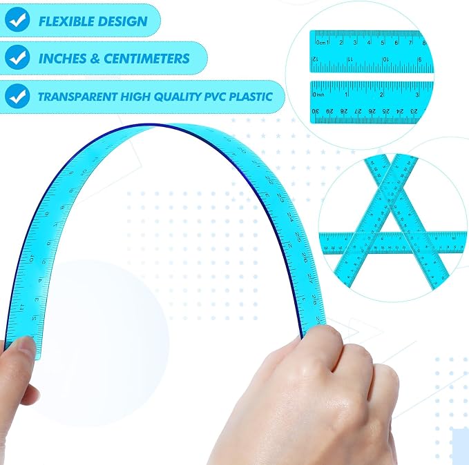 Zonon 2 Pcs 12 Inch Clear Ruler and 6 Inch Plastic Protractor Set, Dual Scale - Image 5