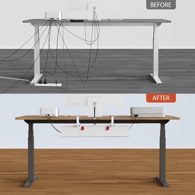 Univivi No Drill Under Desk Cable Management Tray, Clamp/Screw Mount Desk Cable - Image 7