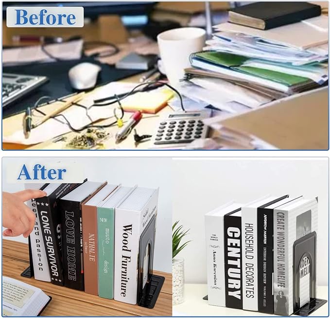 30 Pcs Metal Book Ends for Shelves, Heavy Duty Bookends for Office Home Kitchen - Image 5