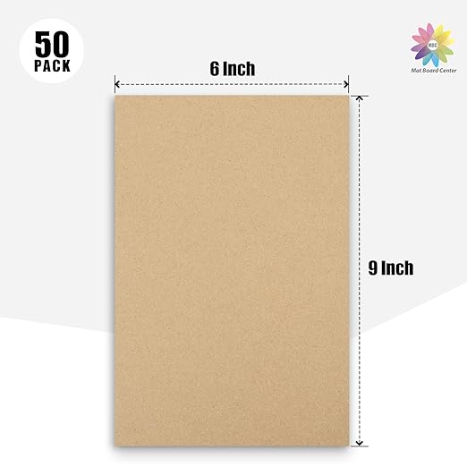 Mat Board Center, 50 Corrugated Cardboard Sheets 6x9 Inches Flat Card Board - Image 2
