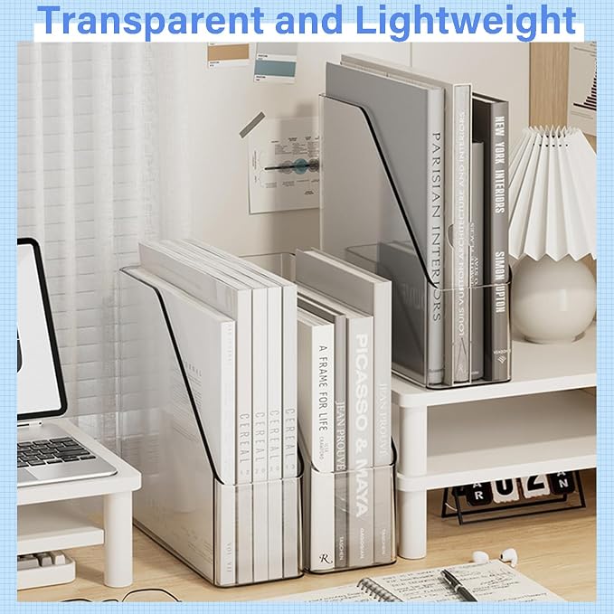 WRINGKIT 4 Pack Clear Magazine Holder, File Magazine Rack - Image 4