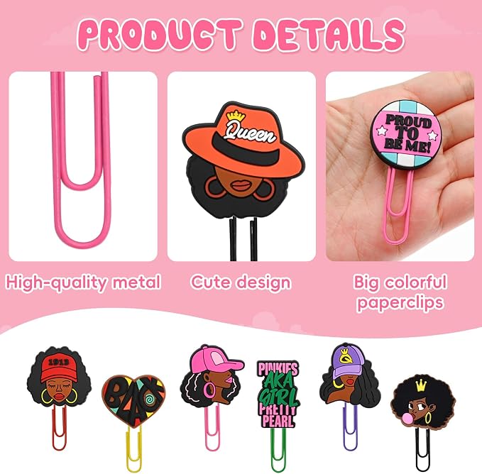 30 PCS Black Girl Paper Clips Metal Paperclip Large Size Paper Clip Cute - Image 3