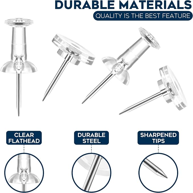 150 Pack Assorted Clear Push Pins by Luxurecourt - Image 3