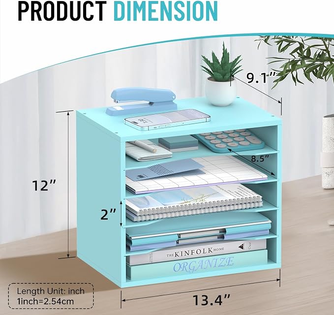 5-Tier Wood Desk Organizer, Paper Tray Organizer - Image 3
