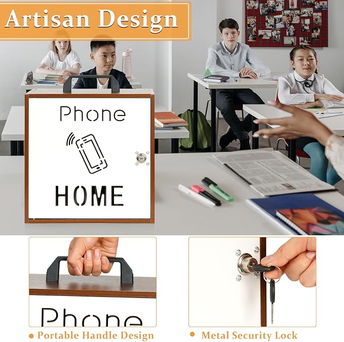 Cell Phone Holder Classroom 33 Slots Wooden Cell Phone Storage Cabinet Pocket - Image 3