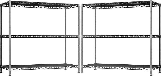 3- Shelf Metal Shelving Unit 35.6Wx14Dx36H, Adjustable Storage Shelves Heavy by Durayloly