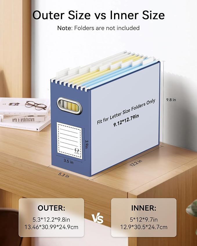 Oterri File Organizer Box, Portable Collapsible Cardboard File Folder Organizer - Image 2