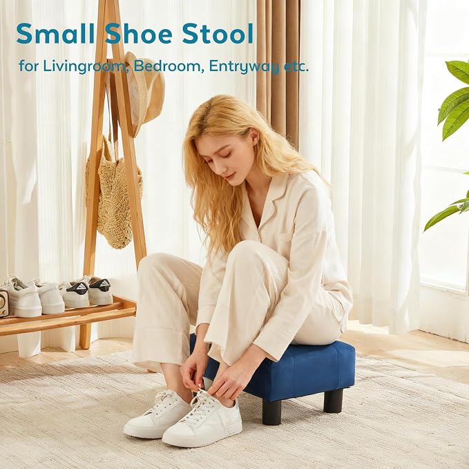Small Foot Stool Ottoman, Velvet Footstool Ottoman Foot Rest - Image 7