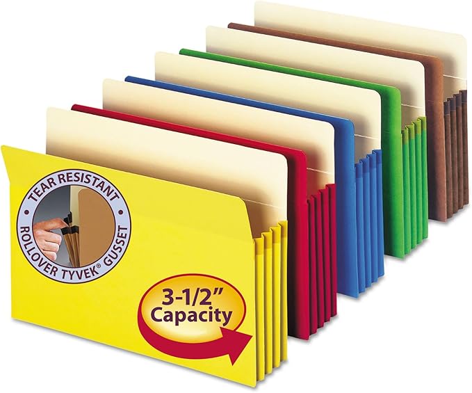 Smead File Pocket, Straight-Cut Tab, 3-1/2" Expansion, Letter Size, 5 per Pack by SMEAD
