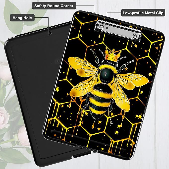 Bee Black Background A4 Clipboard - Image 5