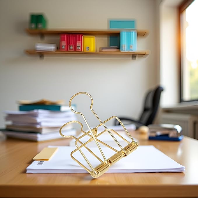 4Pcs Golden Hollow Out Long Tail Wire Binder Clips Paper Binder Clip Large 51mm - Image 9