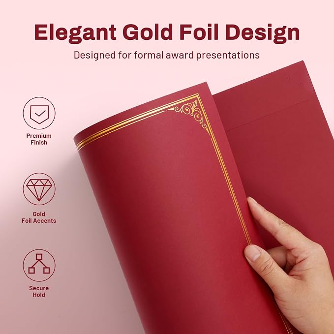 SUNEE 10 Packs Burgundy Certificate Holders, - Image 2