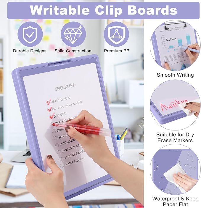 Meiikun Clipboard with Storage, Plastic Clip Boards 8.5x11 Folder with Clear - Image 3