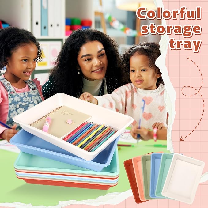 12 Pack Letter Size Flat Storage Paper Tray Organizer Bin Tray Plastic - Image 4