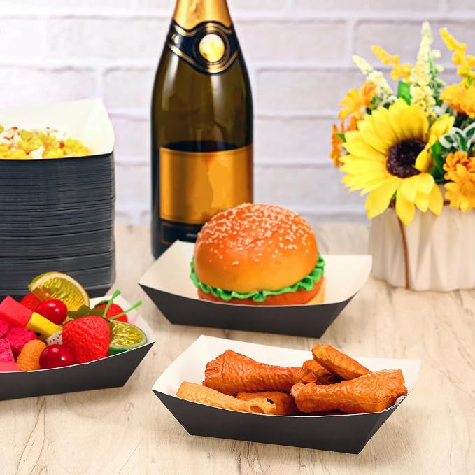 Yinkin 100 Pcs 2lb Paper Food Trays Boat 2lb Disposable Nacho Trays Kraft Paper - Image 7