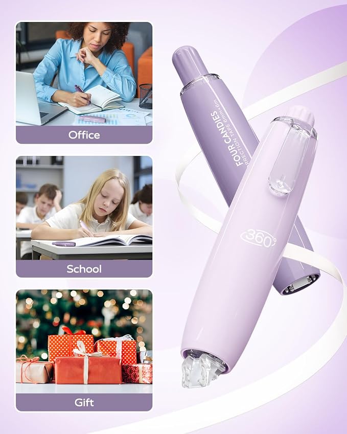 Four Candies Refillable Retractable White Correction Tape, School Supplies - Image 5