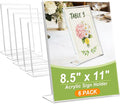 6 Pack Acrylic Sign Stand Holders, 8.5 x 11 Clear Plastic L Shape Table Paper by SVOPY