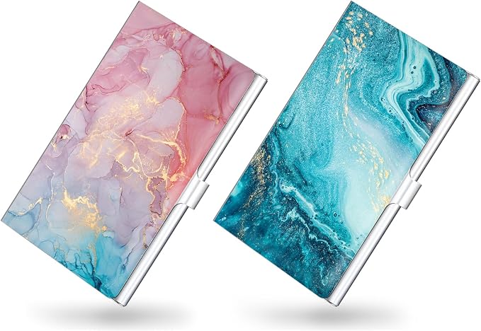 2 Pack Business Card Holder，Color Printing Men's and Women's Business Card by xiviers