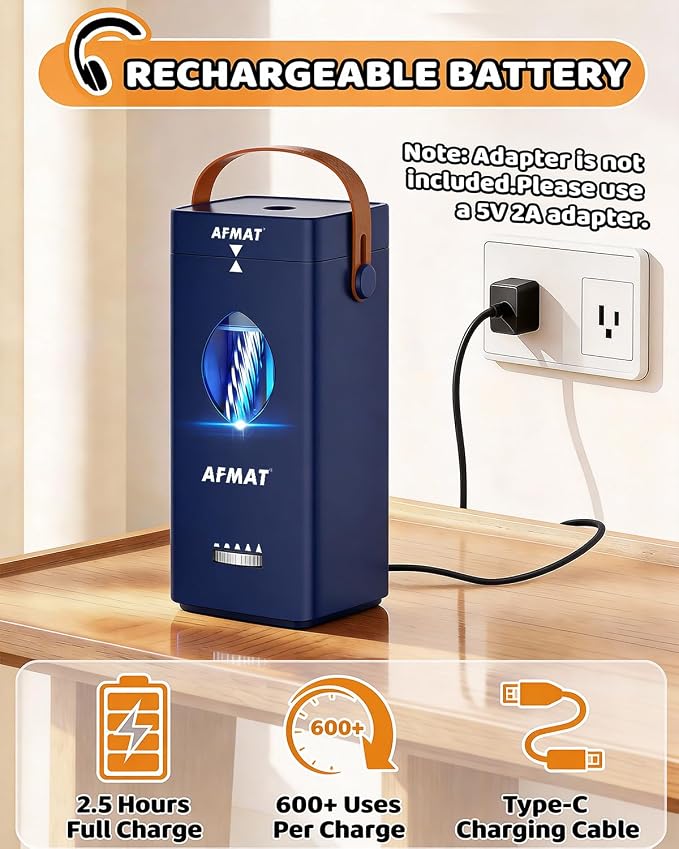 AFMAT Electric Pencil Sharpener, Rechargeable & Cordless, Fully Automatic - Image 6