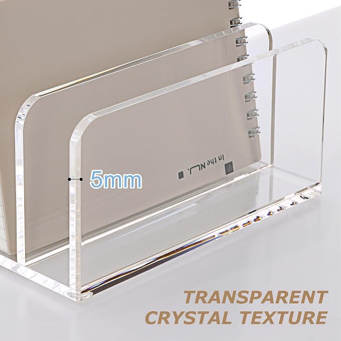 SANRUI 5 Compartments Acrylic Mail Sorter Holder, Vertical Letter Sorter & - Image 6