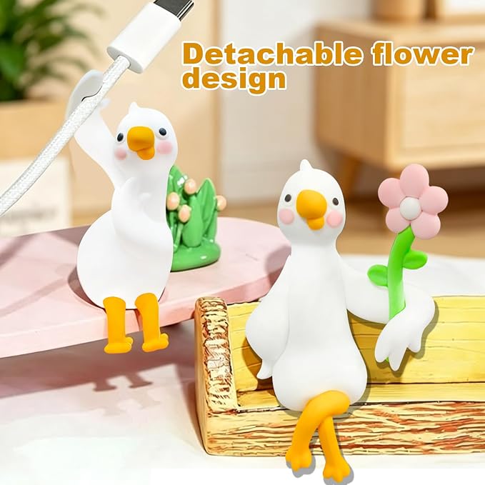 4 PCS Resin Goose Figurine Computer Monitor Decor, Cute Mini Goose Statues - Image 4