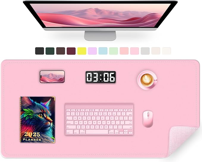 PU Leather Desk Pad Protector, Non-Slip Large Mouse Pad & Keyboard Mat by METEOROCK