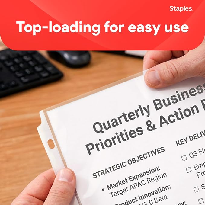 Staples Sheet Protectors, 8.5" x 11" – Top-Loading Clear Page Protectors - Image 5