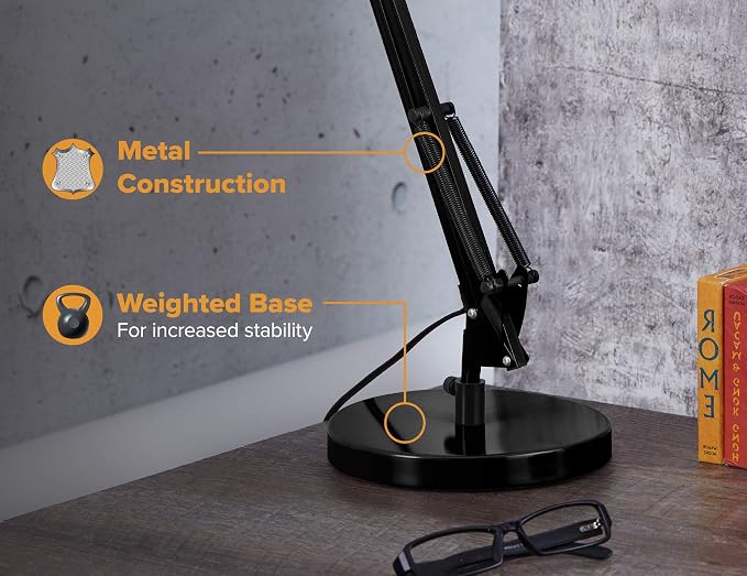 Bostitch Office VLF100D Swing Arm Desk Lamp, Includes Replaceable LED Bulb - Image 3